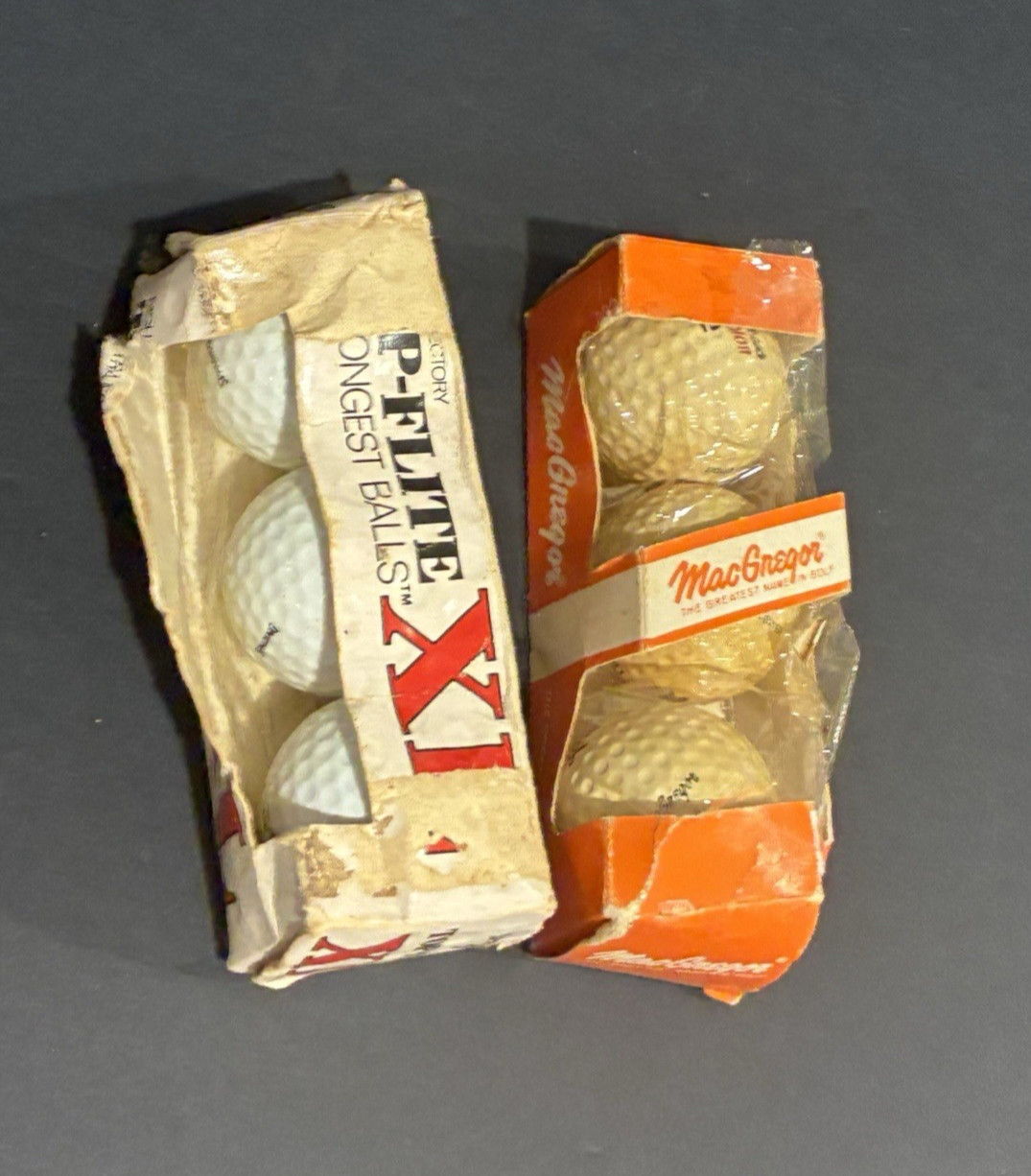 Six Vintage Golf Balls: Spalding Top Flite XL and MacGregor Nicklaus Champion 2