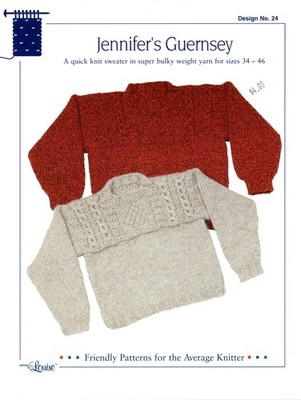 Design by Louise Knitting Pattern #24 Jennifer's Guernsey 34''-46''