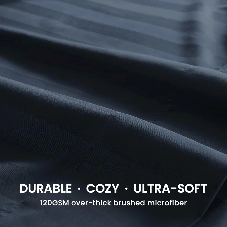 Juego de sábanas de enfriamiento a rayas SLEEP ZONE tamaño king - ajustadas king, rayas - azul marino  Foto 4 de 4