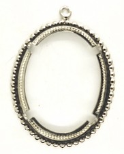 40x30mm Silver Open Back Cabochon Cameo Prong Setting with ring S4245