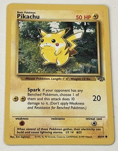 pikachu pokemon card 1995 cards Lightning Thunder Jolt (30) Flip a coin 1995 pokemon pikachu card Pikachu