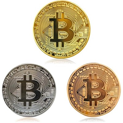 Bitcoin Münzen Sammlerstück Gold Silber Kupfer Kunst Sammlung Set 3 stk