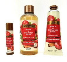 Beloved Set Apple Cinnamon Bark Shower Bath Gel, Hand Lotion, Lip Balm