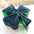 Vtg Waterford Crystal Emerald Green Irish Shamrock Paperweight Decor 4.5" MINT