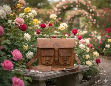 Men s Genuine Leather Laptop Backpack Vintage Brown Travel Rucksack Bag