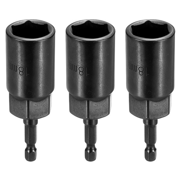 "3X Nussdreher 18Mm 1/4\" 3.15\" Schwarz Sechskantschaft Setter"-image