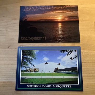 Lot of 2 Marquette Michigan vintage postcards Lake Superior Dome