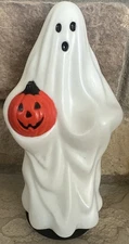 Vtg Blow Mold Ghost Jack o Lantern Halloween General Foam Path Light Topper 9”