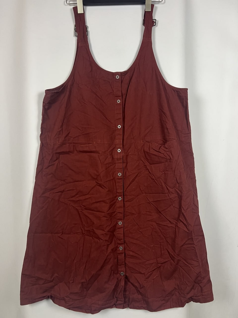 GUDRUN SJODEN Red Sleeveless A-Line Boho Button Front Tunic Dress Size XL