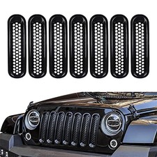 ASUBHA 7PCS Front Grill Mesh Inserts, Matte Black Front Mesh Grille Cover