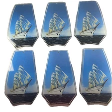 OK Lighting Replacement 9" Touch Glass Panels 6 pc. Ocean Sailboat Blue Sky BT-2