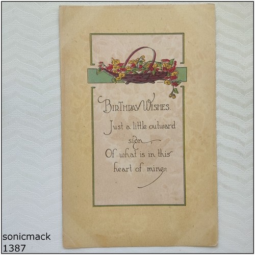 Birthday Wishes 1922 Vintage Postcard (P1387)