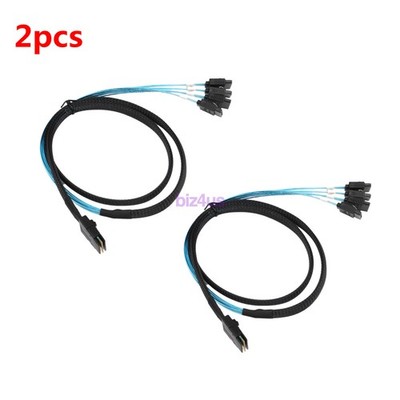 2x Internal Mini SAS SFF-8087 to 4x SATA Reverse Breakout Cable 3.3 Feet US Ship