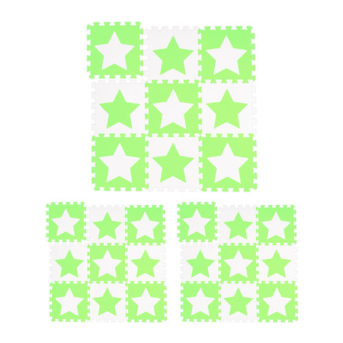 27 x Puzzlematte Kinder Babymatte Krabbelmatte EVA Spielmatte Sterne weiß-grün - Bild 1 von 11