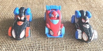 Lot Of 3 Marvel Spidey Webbed Wheelies Die Cast Cars Spin Techno Racers 3''...