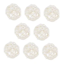 8-Pack Wicker Rattan Balls 50mm/Decorative Rattan Balls Orbs Vase 2 Inch White