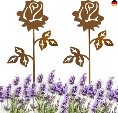 KRONLY 2 Stück Rosen Gartenstecker 29,5m Roststecker wetterfest Gartendeko 