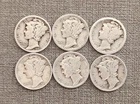 1929 - 1944 USA - 6 pc. Mercury Dimes - .900 Silver Coins - Various Conditions