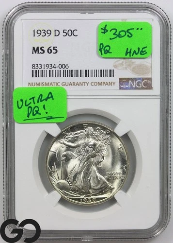 1939-D Walking Liberty Half Dollar NGC MS 65 ** Swirling Luster, Premium Quality
