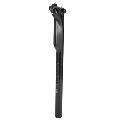 Tige de selle vélo universelle 27.2x400mm dia fibre carbone noir brillant - Photo 1/4