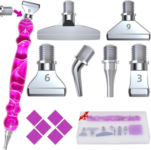 Volitaous 14 PCS Metal Thread Tips Diamond Art pens, Painting Purple