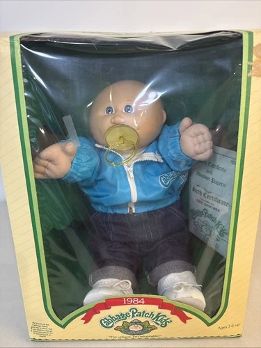 Vintage Cabbage Patch Kids 1984 Bold Baby W/ Blue Eyes  New In Box  Giff Gunther
