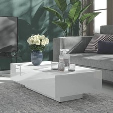 Couchtisch Weiß Holz Hochglanz Glas Modern Design Sofatisch Stauraum Stehtische