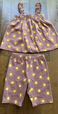 Hanna Andersson Cotton Shirt Tank  Shorts Outfit 120 Size 6/7 Girls Sunshine