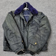 ACTWU Jacket Mens Size 42 Black Nylon Rayon Bomber Faux Fur Collar USA Made Fair