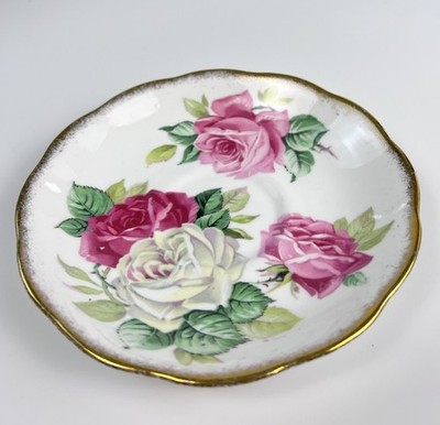 Vintage Roslyn Fine Bone China Moss Rose 8624 England 6  Floral Trinket Dish
