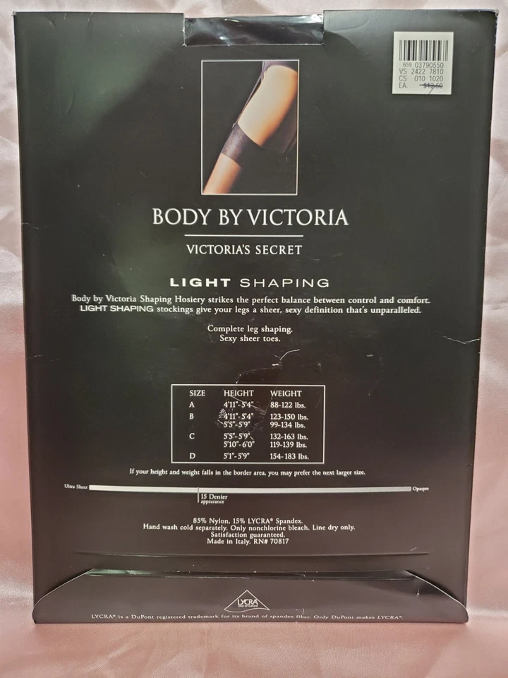 VICTORIA'S SECRET Light Shaping Garter Stockings Thigh High Size B Black Sissy - Image 3 of 4