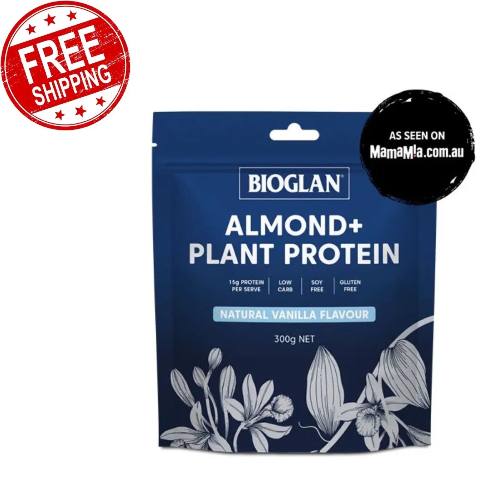 Bioglan Almond+ Plant Protein Vanilla 300g - Nutrient-Rich Plant Protein Blend