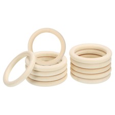 75mm 3" Unfinished Natural Wood Rings Wooden Loop Ring 10mm thick 15Pcs