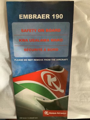 Kenya Airways Embraer 190 Business Class