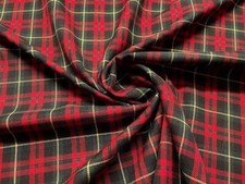 Scottish Tartan Check Fabric Material DESIGN 23 GREEN RED