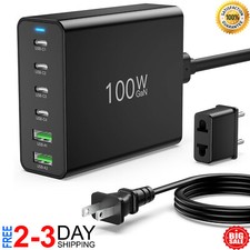 100W USB C Wall Charger GaN PD Fast Charging Block Type C Multiport Power Adapte