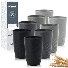 Wheat Straw Cups 16oz set of 8 with Etched Pattern - Alternative Plastic Cups...