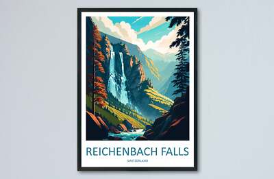 Reichenbach Falls Travel Print Wall Art Reichenbach Falls Wall Hanging Home Déco