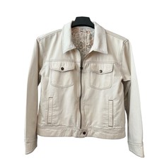 Faherty Jacket Womens M Beige Rosie Denim Herringbone Corduroy Trim Barn Western
