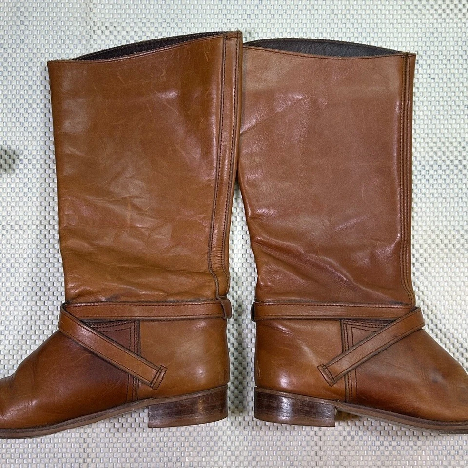 Botas de montar de cuero Dexter con correa de hebilla botas marrones para mujer talla 8M Foto 4 de 4