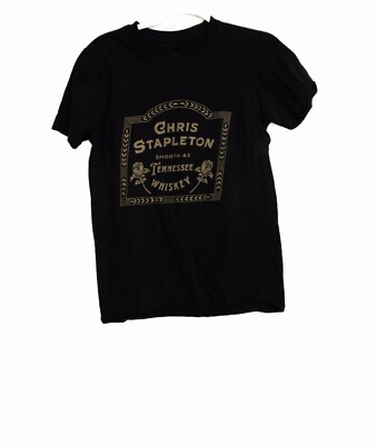 Chris Stapleton Mens Black Cotton T-Shirt Smooth As Tennessee Whiskey Graphic M