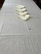tovaglia lino/cotone colore panna ricamata a mano cm. 228x122 con 12 tovaglioli