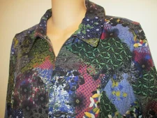 CHRISTOPHER & BANKS Women's Full Zip Jacket Small Multi-Colored Prints