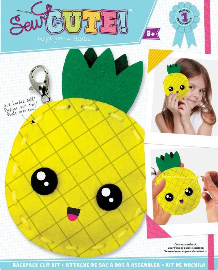 DIY Sew Cute Pineapple Fruit Kids Beginner Felt Backpack Clip