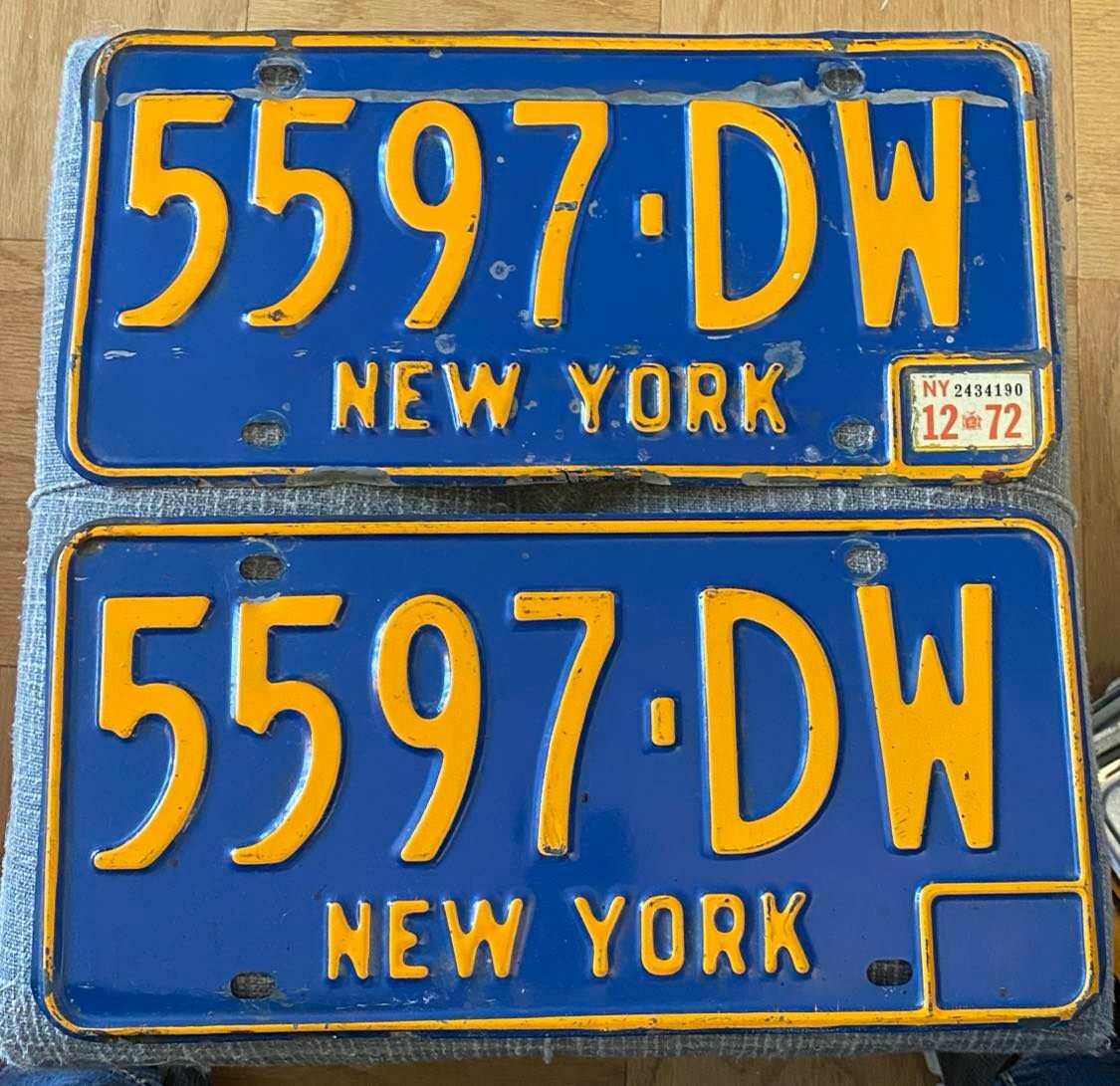 New York 1972 License Plate PAIR # 5597-DW | eBay