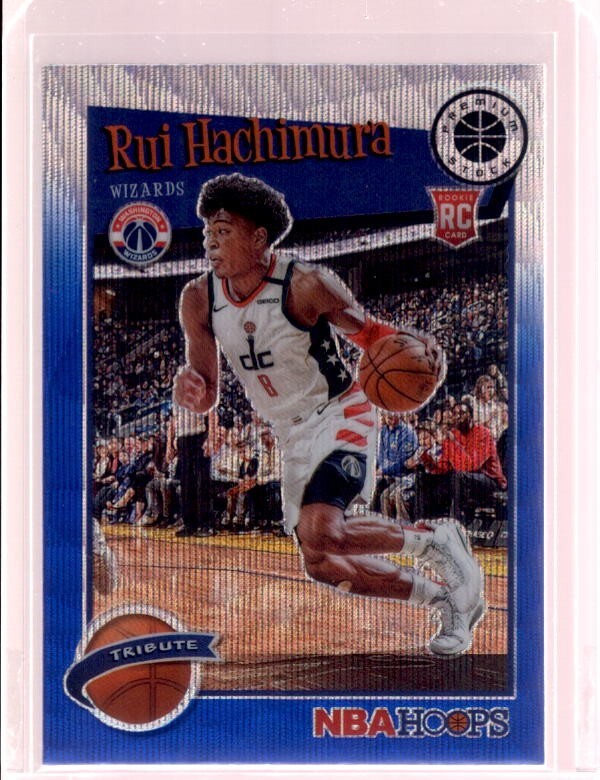 RUI HACHIMURA 2019-20 NBA Hoops Premium Stock Tribute #300 Blue Wave Prizm SP RC