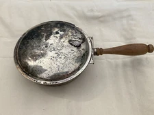 Vintage Silver Plate Silent Butler, Crumb Catcher, Wood Handle, Horse Figure on.