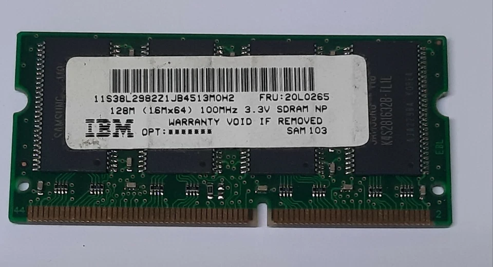 GENUINE SAMSUNG M464S1724BT1-L1L 128MB SDRAM LAPTOP MEMORY RAM IBM 20L0265 - Image 2 of 2