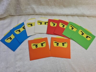 Lego Ninjago 10er Einladungskarten mit Umschlag Kinder Geburtstag Handgefertigt