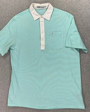 Criquet PLAYERS Cotton Striped Short Sleeve Polo Shirt Men's Large Green